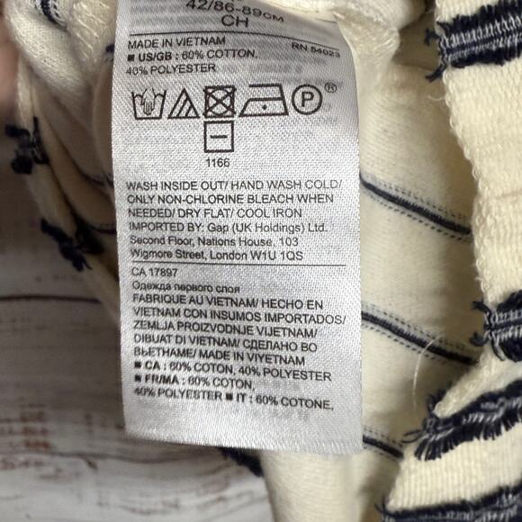 Banana Republic Striped Off-Shoulder Ruffle Stripe Top Small Cream Navy - Picture 6 of 8